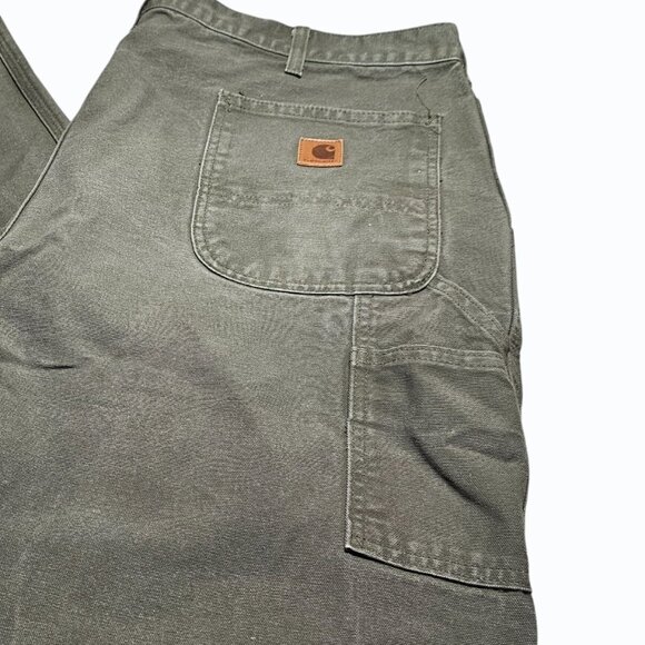 Vtg Carhartt Pants Mens 42x31.5 Olive Green B11 Duck Carpenter Work USA 90s - Picture 16 of 16